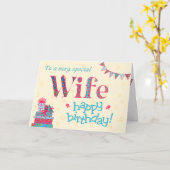 Verjaardag Kaart voor Vrouw, Bunting, Geschenken (Gele Bloem)