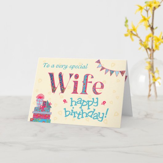  Verjaardag Kaart voor Vrouw, Bunting, Geschenken (Gele Bloem)