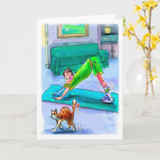 Verjaardag Kaart voor Yoga Lover - Downward Dog Yo (Gele Bloem)