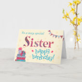  Verjaardag Kaart voor Zuster, Bunting, Geschenken (Gele Bloem)