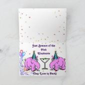 Verjaardag Kaart w / Roze olifanten die graag fees (Binnen)