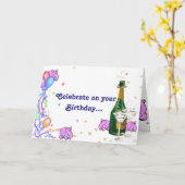 Verjaardag Kaart w / Roze olifanten die graag fees (Gele Bloem)