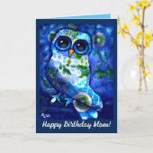 Verjaardag Kaart- Whimsical Abstracte Uil Kaart (Gele Bloem)