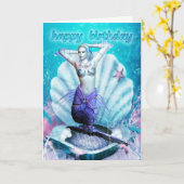 Verjaardag Kaart - Zeemeermin - Onderwaterlandscha (Gele Bloem)