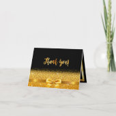 Verjaardag kaart zwart goud lint dank je (Voorkant)