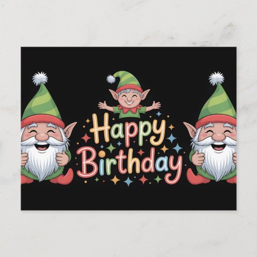 Verjaardag Kabouter en Elf Ontwerp Briefkaart (Voorkant)