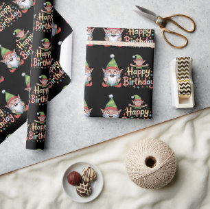 Verjaardag Kabouter en Elf Ontwerp Cadeaupapier