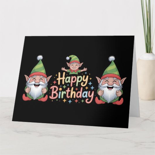 Verjaardag Kabouter en Elf Ontwerp Kaart (Voorkant)