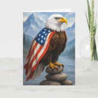 Verjaardag Kale Adelaar met een Amerikaanse vlag K