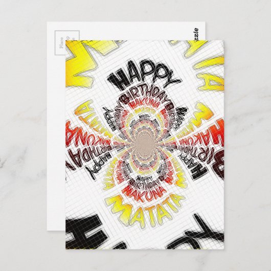 Verjaardag Kaleidoscope Art Print Briefkaart (Voorkant / Achterkant)