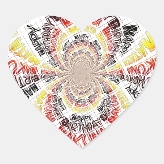 Verjaardag Kaleidoscope Art Print Hart Sticker (Voorkant)