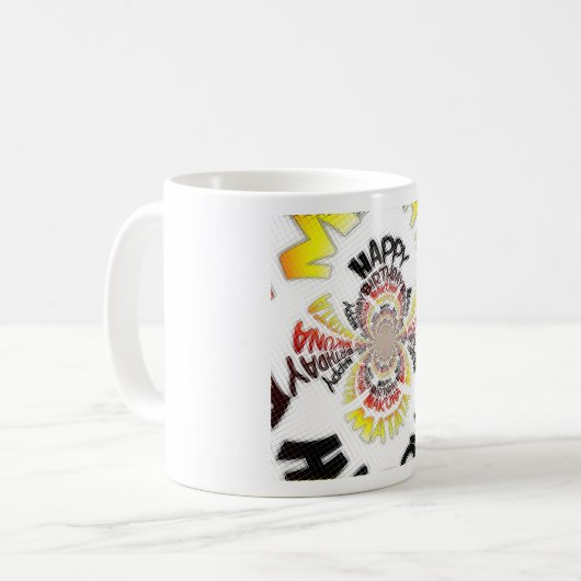 Verjaardag Kaleidoscope Art Print Koffiemok (Voorkant links)