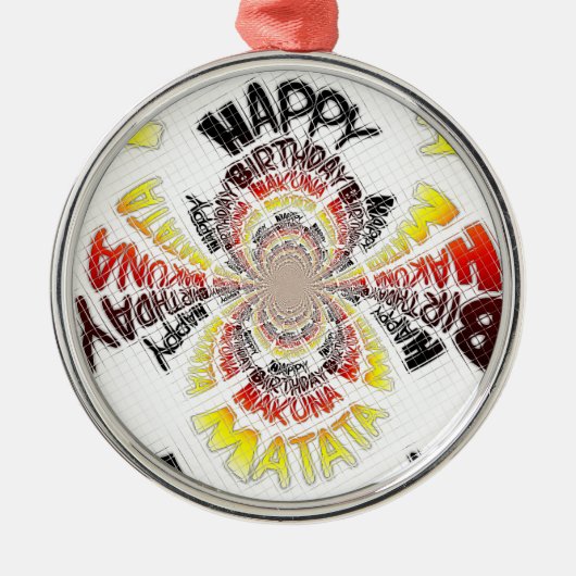 Verjaardag Kaleidoscope Art Print Metalen Ornament (Voorkant)