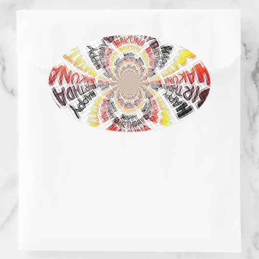 Verjaardag Kaleidoscope Art Print Ovale Sticker (Tas)