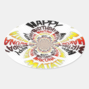 Verjaardag Kaleidoscope Art Print Ovale Sticker