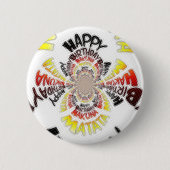 Verjaardag Kaleidoscope Art Print Ronde Button 5,7 Cm (Voorkant)