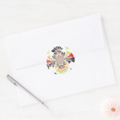 Verjaardag Kaleidoscope Art Print Ronde Sticker (Envelop)