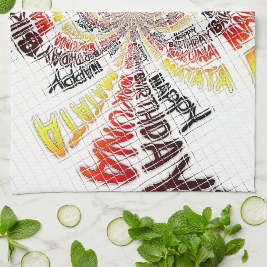 Verjaardag Kaleidoscope Art Print Theedoek (Gevouwen)