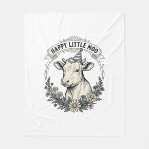Verjaardag Kalf Illustratie Vintage Gravure Flora Fleece Deken