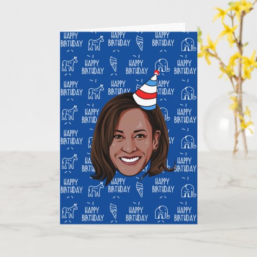 VERJAARDAG KAMALA HARRIS KAART (Gele Bloem)