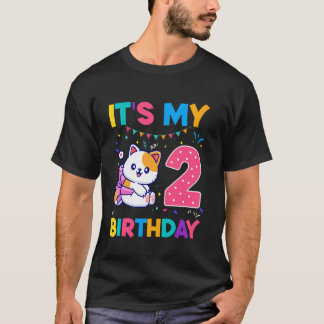 Verjaardag kat 2 jaar Kitten poesje 2de verjaardag T-shirt