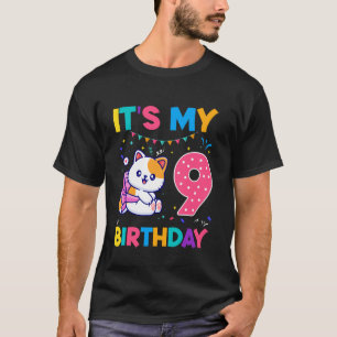 Verjaardag kat 9 jaar oud Kitten kat 9de verjaarda T-shirt