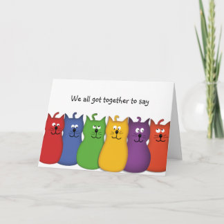 Verjaardag Kat Groep Snel Beter Gefeliciteerd Veel Kaart