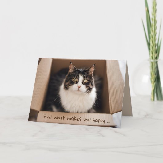 Verjaardag Kat in Kartonnen Doos Kaart (Voorkant)