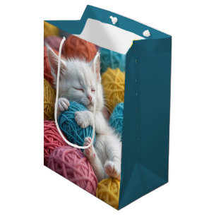 Verjaardag Kat in Yarn Balls Medium Cadeauzakje