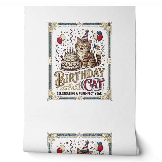 Verjaardag Kat Kat Verjaardag Leeftijd Vintage Vec Behang (Afrollen)