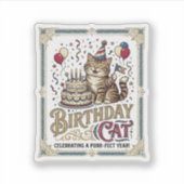 Verjaardag Kat Kat Verjaardag Leeftijd Vintage Vec Sticker (Voorkant)