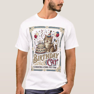 Verjaardag Kat Kat Verjaardag Leeftijd Vintage Vec T-shirt