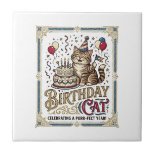 Verjaardag Kat Kat Verjaardag Leeftijd Vintage Vec Tegeltje