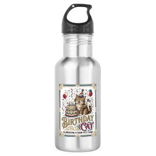 Verjaardag Kat Kat Verjaardag Leeftijd Vintage Vec Waterfles