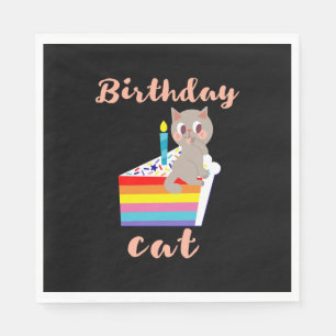 Verjaardag Kat - kawaii grijze kat verjaardag Servet