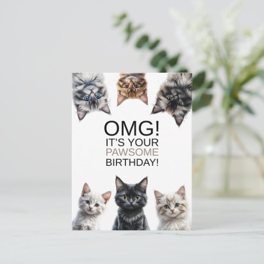 Verjaardag Kat Lady | OMG! Het is je verjaardag Gr Briefkaart (Staand voorkant)