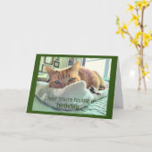 Verjaardag Kat Naps Kaart (Gele Bloem)