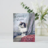  Verjaardag Kat Olie Schilderij Rood Grijs | Briefkaart (Staand voorkant)