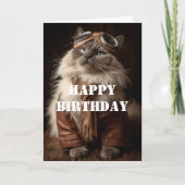 Verjaardag Kat Piloot Aviator Cool Grappig Luchtva Kaart (Voorkant)