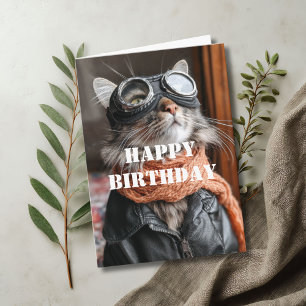 Verjaardag Kat Piloot Aviator Cool Grappig Luchtva Kaart