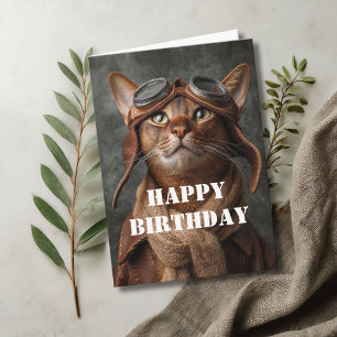 Verjaardag Kat Piloot Aviator Cool Grappig Luchtva Kaart