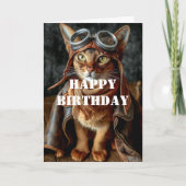 Verjaardag Kat Piloot Aviator Cool Grappig Luchtva Kaart (Voorkant)