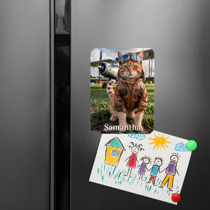 Verjaardag Kat Piloot Foto & Vliegtuig Grappige Lu Magneet