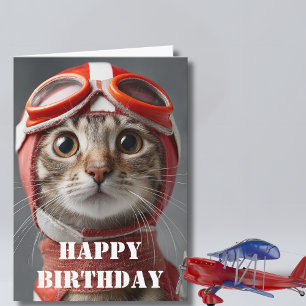 Verjaardag Kat Piloot Grappige Aviator Cool Luchtv Kaart