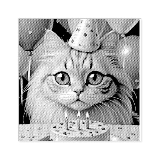 VERJAARDAG KAT RUBBER STEMPEL (Afrduk)