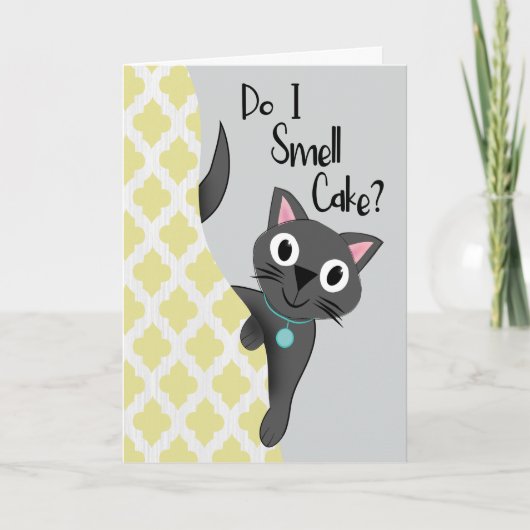 Verjaardag Kat Ruik ik Taart Kaart (Voorkant)