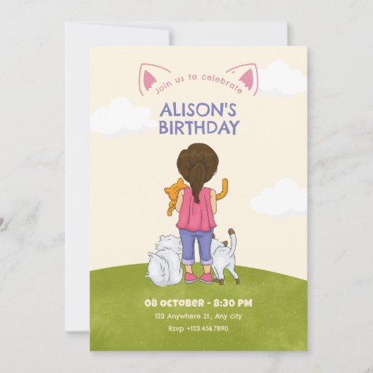 Verjaardag kattenliefhebber kaart (Voorkant)