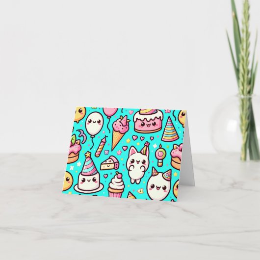 Verjaardag Kawaii Patroon Kaart (Voorkant)