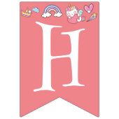 Verjaardag kawaii prinses regenboog eenhoorn magis vlaggetjes (Tweede vlag)