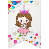 Verjaardag kawaii prinses regenboog eenhoorn magis vlaggetjes (Eerste vlag)